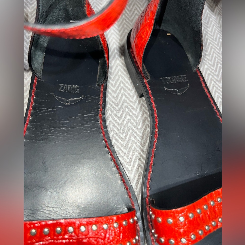 Zadig & Voltaire Alta Croc Embossed Sandals - Picture 2 of 12